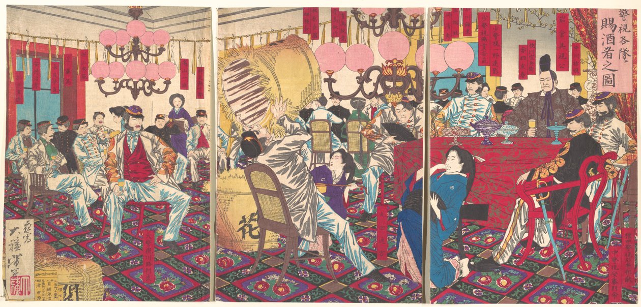 Festa do superintendente da polícia: uma oferta de comida e bebida de Tsukioka Yoshitoshi