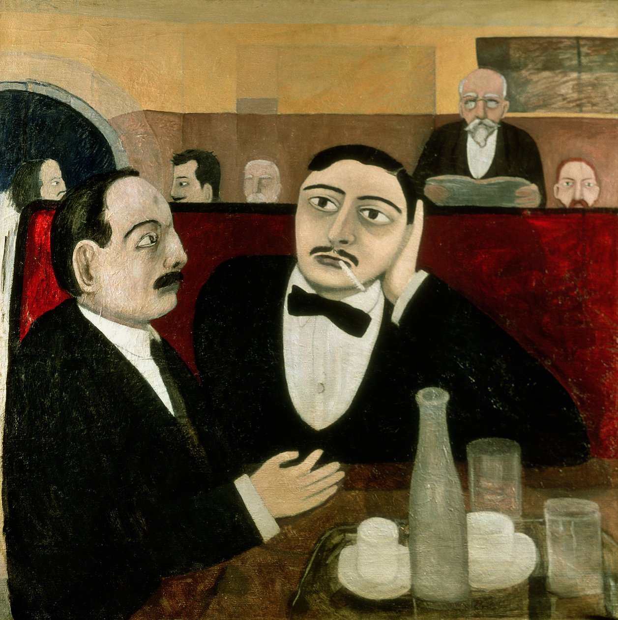 Os intelectuais no Café Rotonde, 1916 de Tullio Garbari