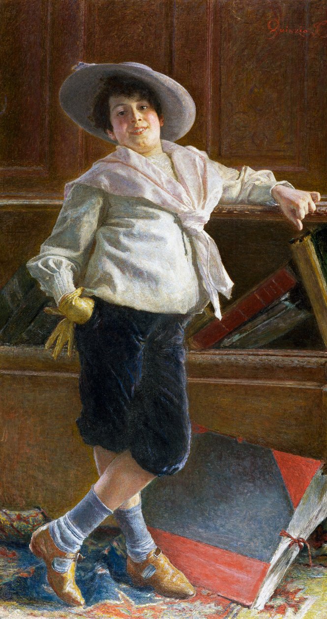 Retrato de jovem, pintura de Tullio Salvatore Quinzio (1858-1918), óleo sobre tela, 80x100 cm de Tullio Salvatore Quinzio