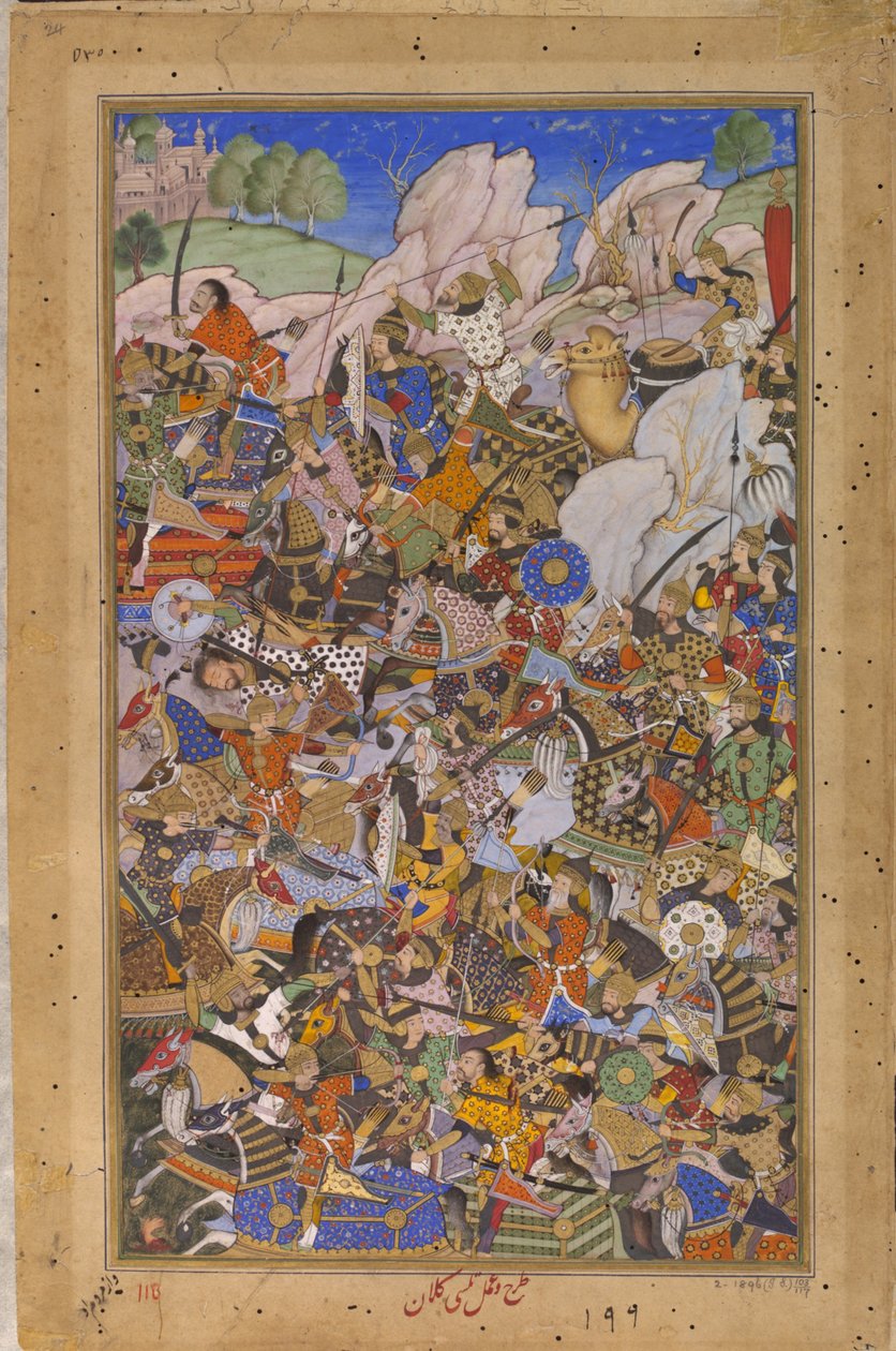 A Batalha que Precede a Captura do Forte em Bundi, Rajastão, em 1577, 1592-1594 de Tulsi Kalan