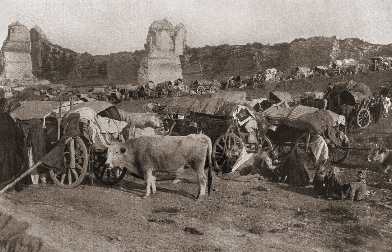 Acampamento de refugiados turcos, 1912 de Turkish Photographer