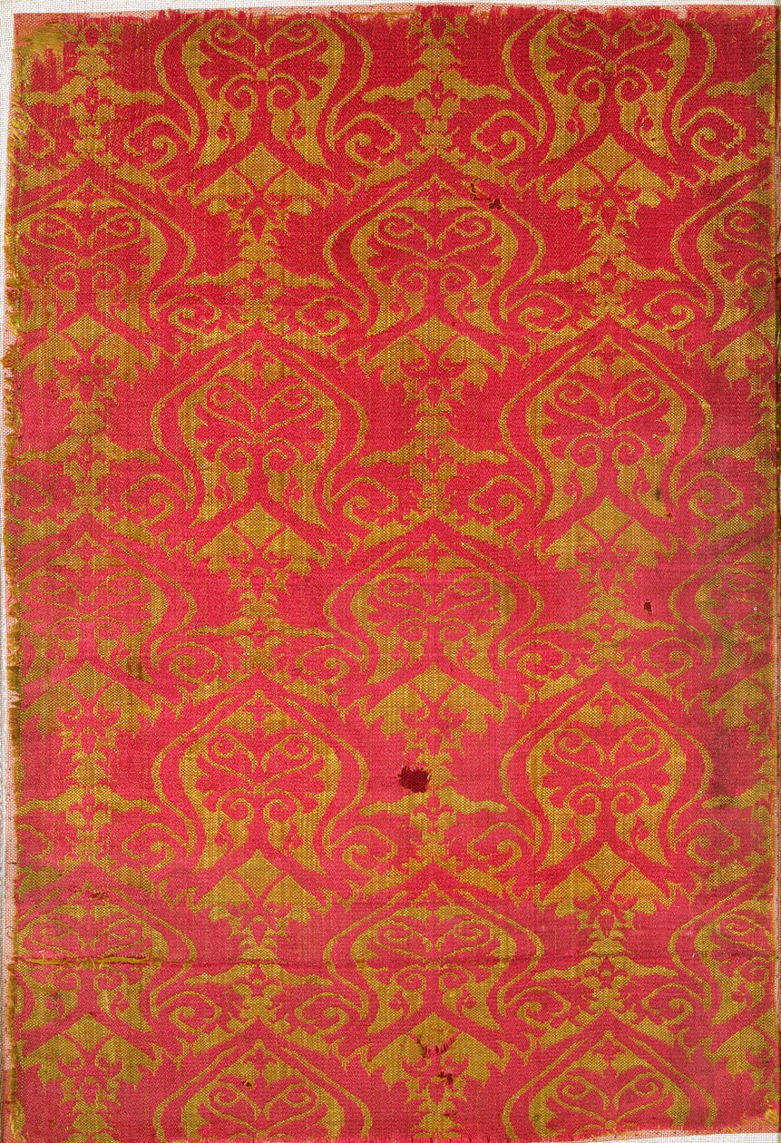 Fragmento de têxteis do século XIV (seda) de Turkish School