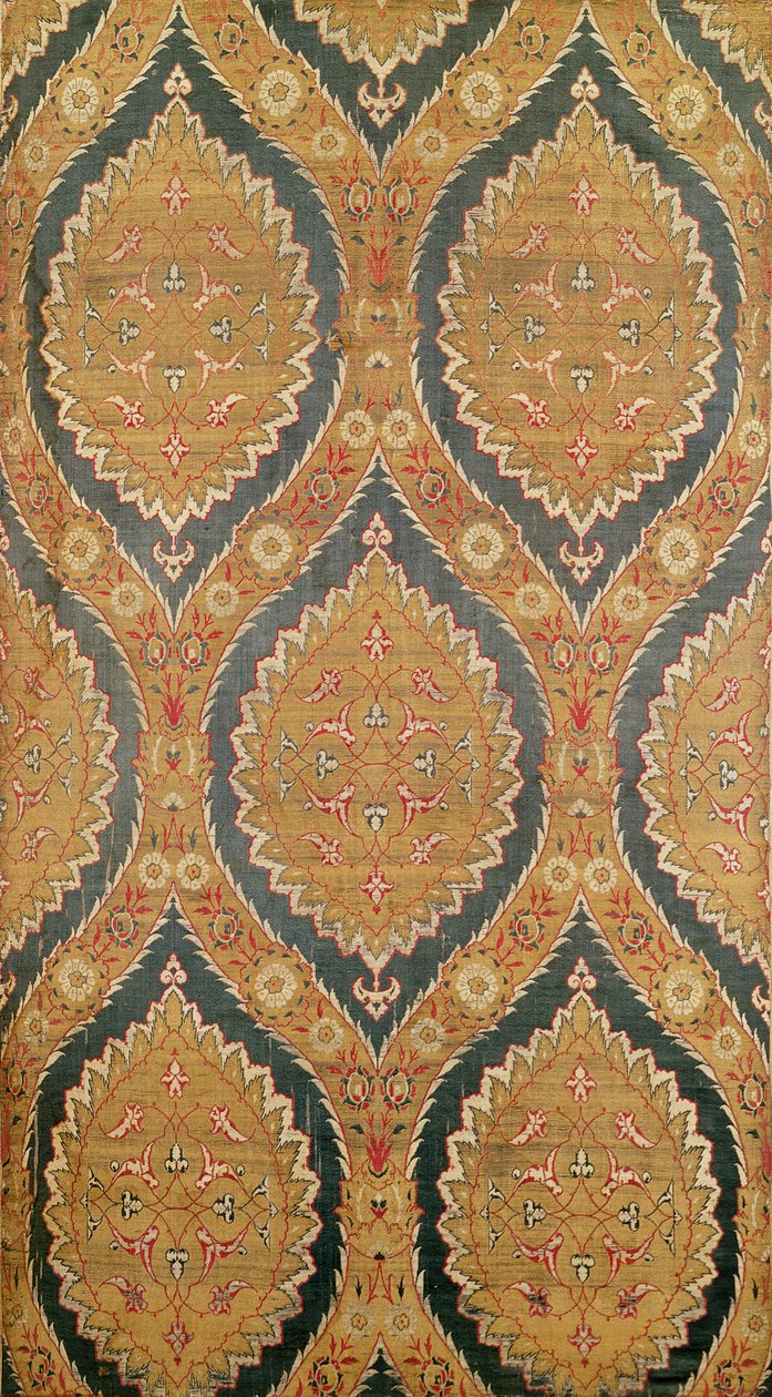 Painel têxtil, século XVI (sarja de seda sobre chão acetinado) de Turkish School