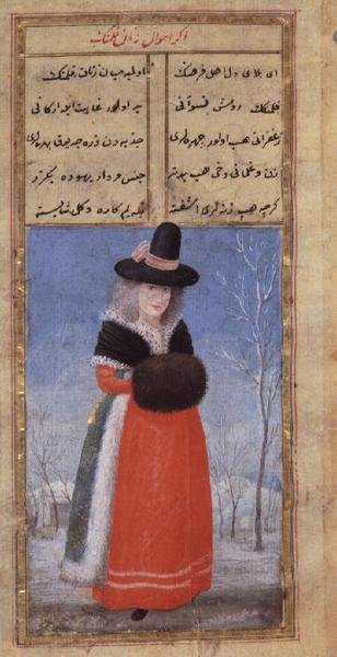 Uma holandesa disfarçada de Inverno por Fazil Husayn Andaruni, ou 7094 f.44, finais do século XVIII de Turkish School