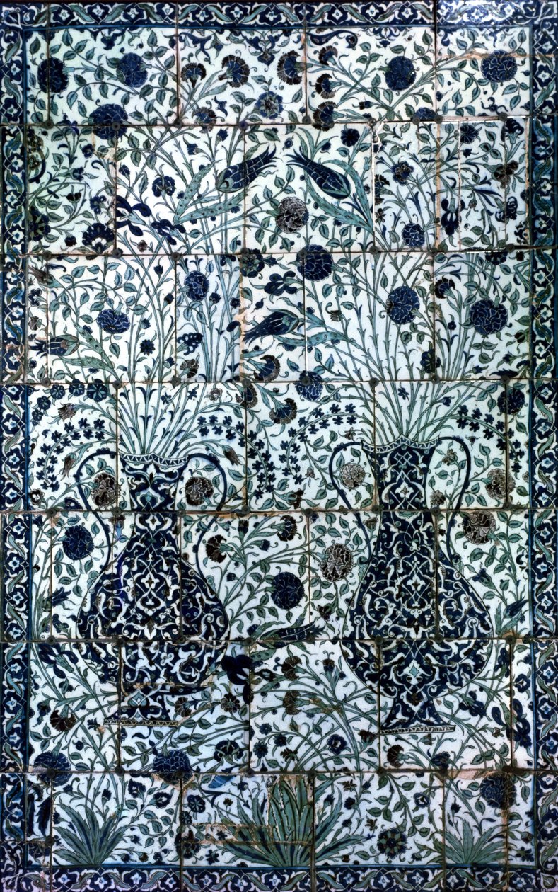 Painel decorativo com dois vasos e flores (faiança) de Turkish School