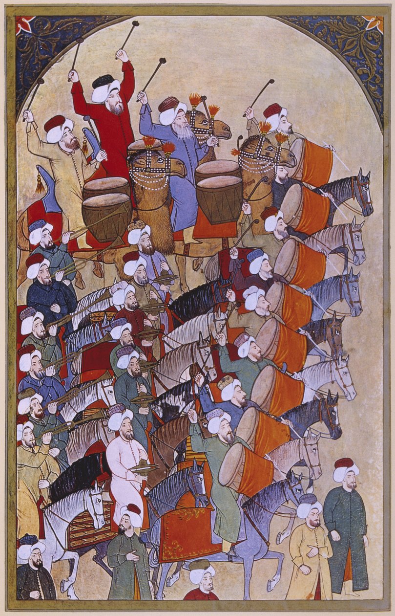 Janissaries e os músicos de parada que chegam, de Sur-Nama de Turkish School