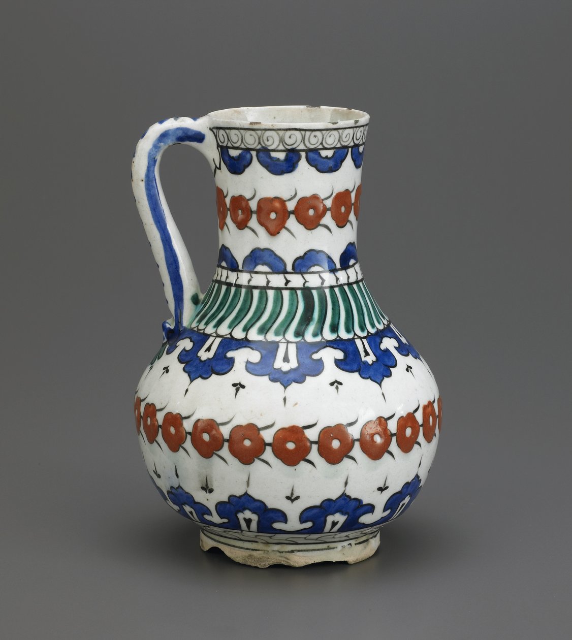 Jarro, Iznik, dinastia otomana, século XVI-XVII (cerâmica) de Turkish School