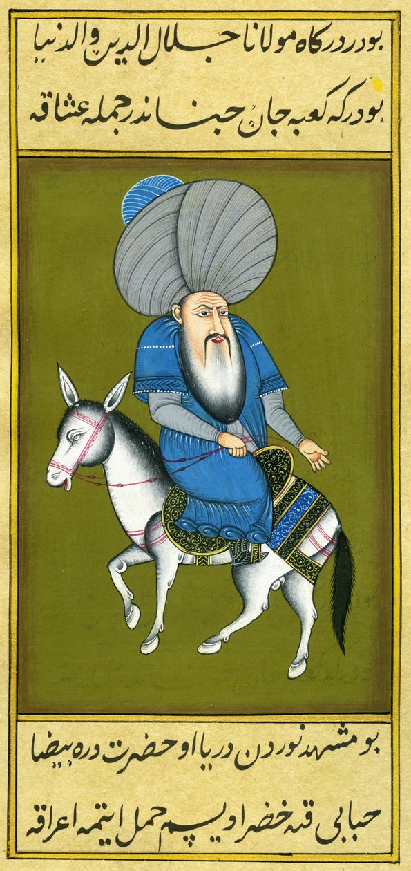 Nasreddin Hodja cavalgando para trás de Turkish School