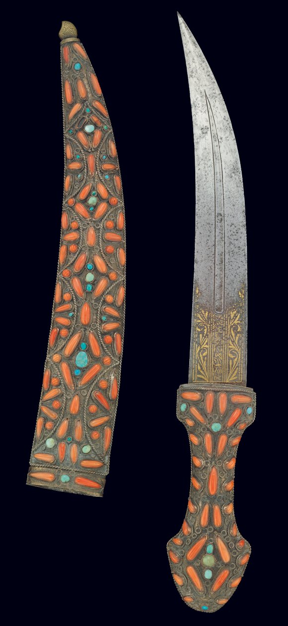 Punhal otomano, primeira metade do século 18 (ouro damasceno, coral e turquesa) de Turkish School