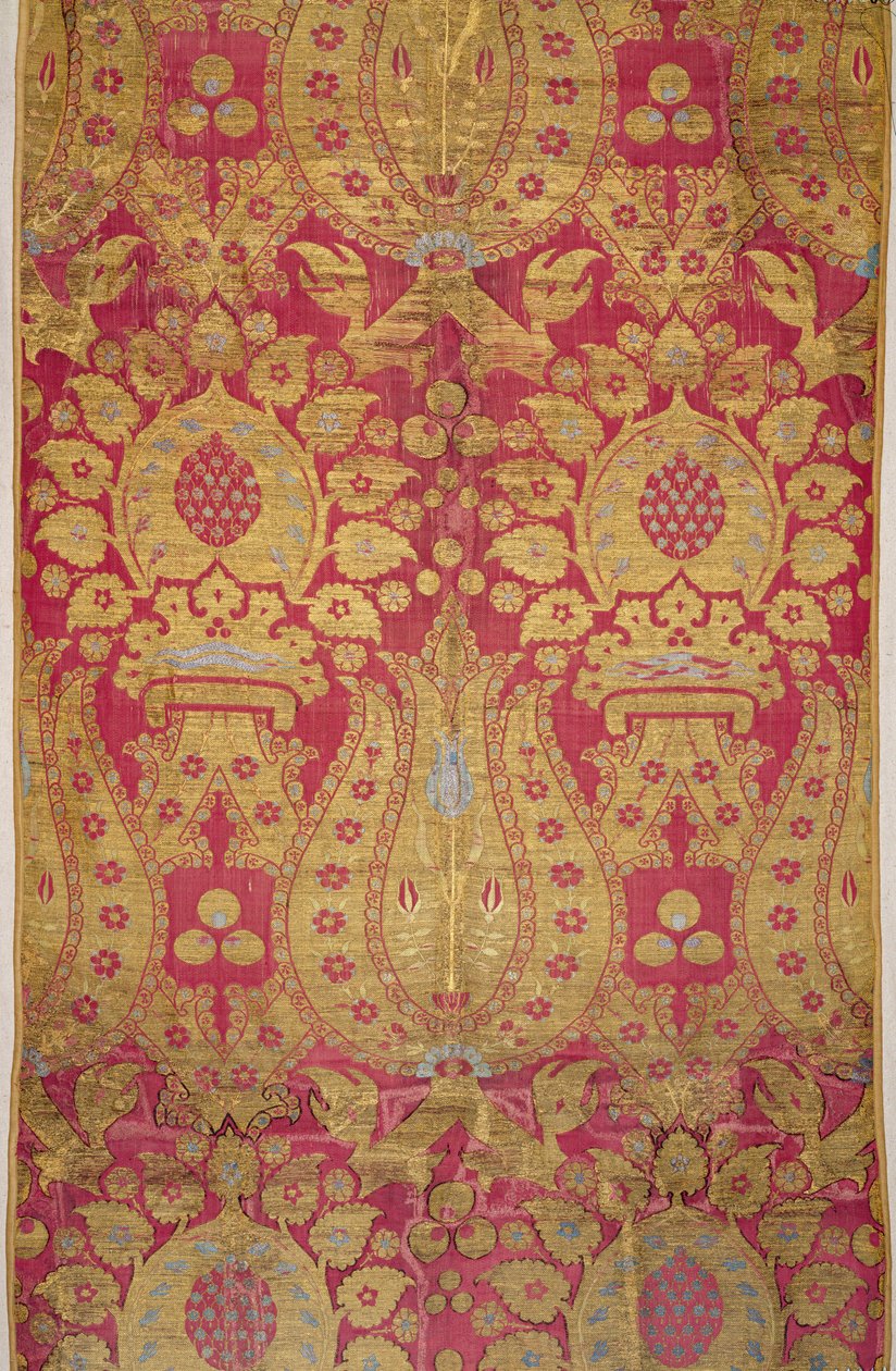 Design de tecido otomano (tecido de seda com fio de ouro) de Turkish School