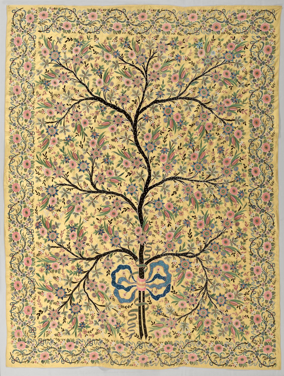 Seda pendurada com uma árvore da vida bordada, do século XIX de Turkish School