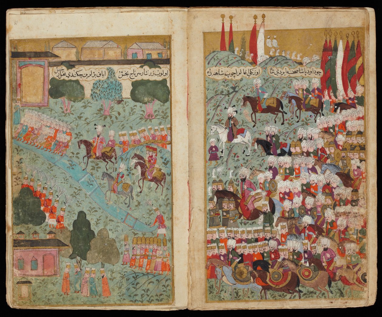Mehmed III chega ao chefe do exército vitorioso em Istambul do acampamento de Mehmed III do manuscrito de Turkish master