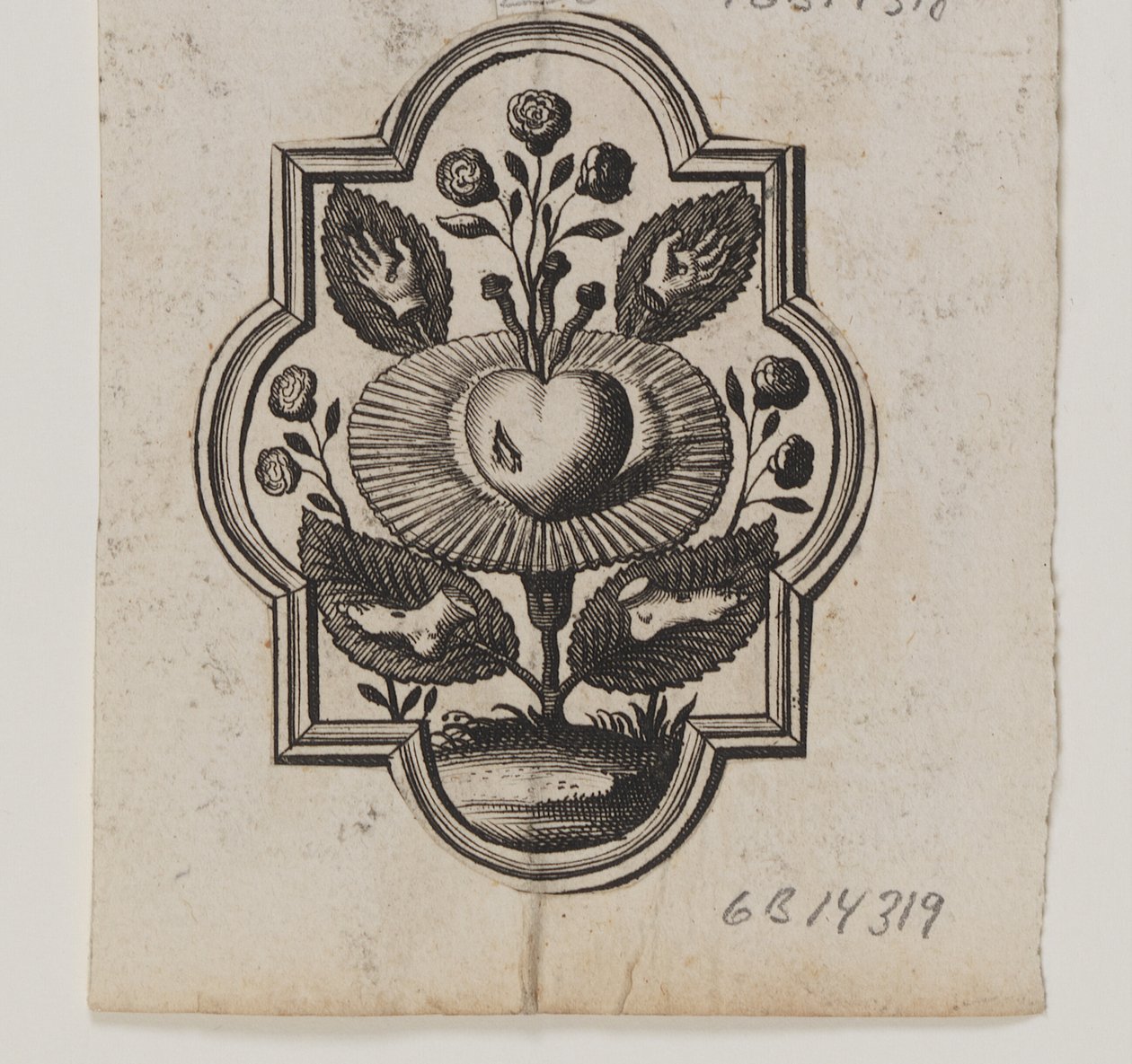 Emblema com um coração perfurado por uma rosa de Ubekendt