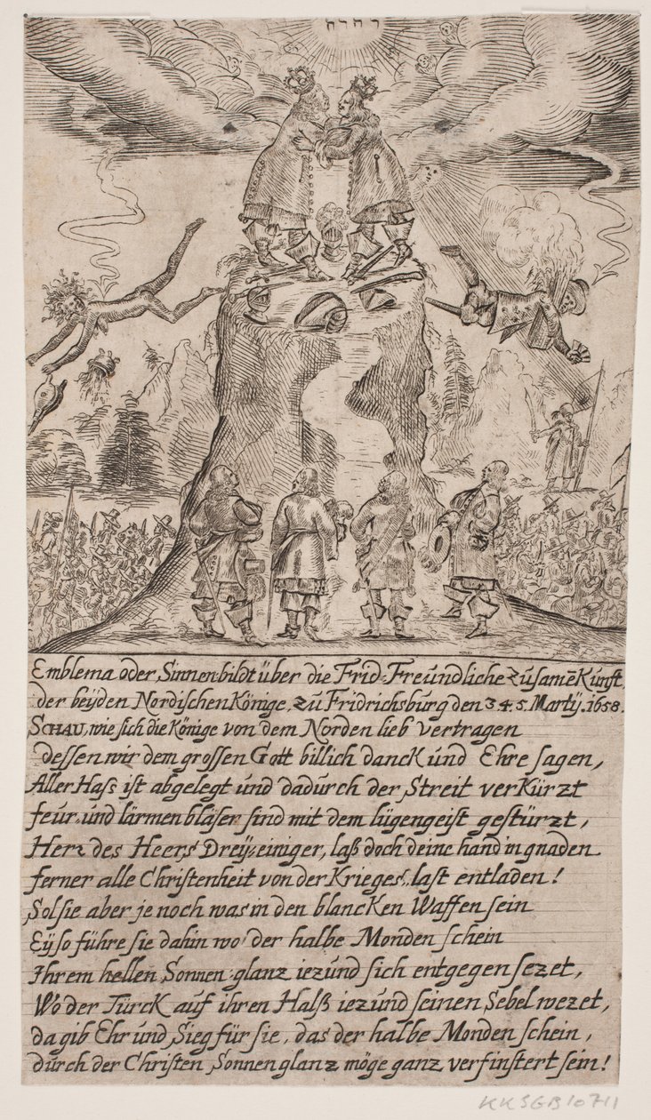 Encontro de Frederik III e Karl Gustav X em Frederiksborg. revista satírica de Ubekendt