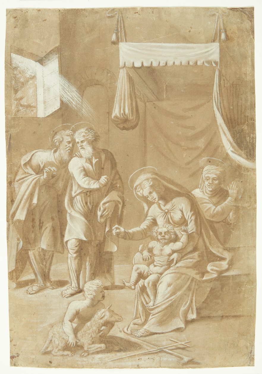 Maria com o menino Jesus, João Batista, Isabel, José e Zacarias de Ubekendt