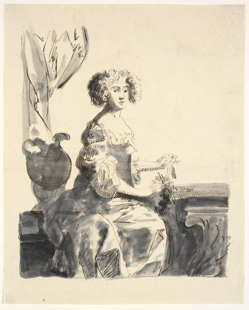 Retrato de uma senhora, sentada, meia figura de Ubekendt