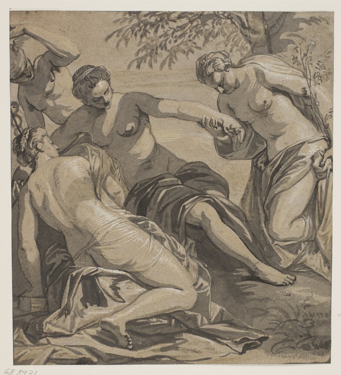 As três Graças e Mercúrio, após a pintura no Anticollegio, Palazzo Ducale, Veneza de Ubekendt Ubekendt