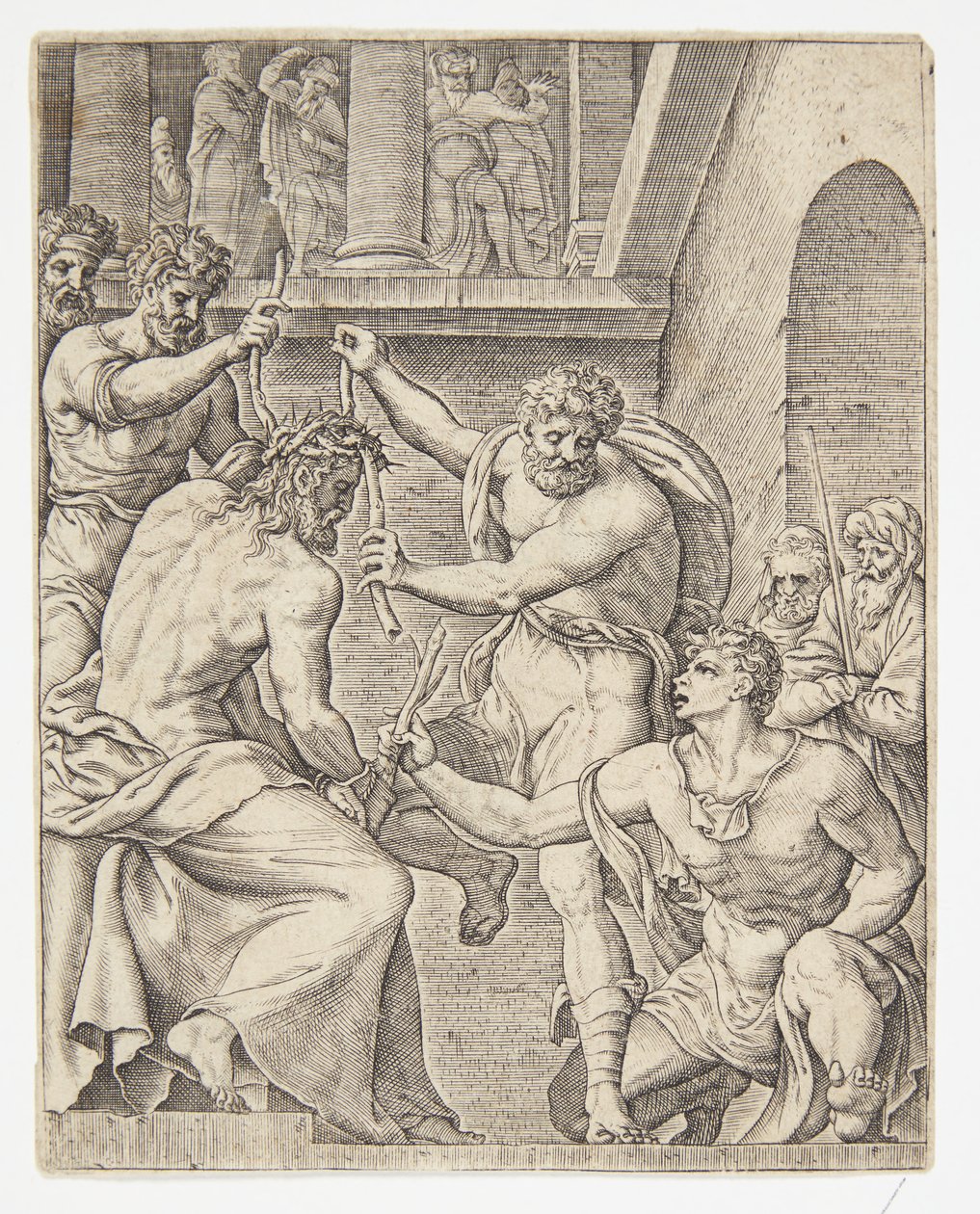 A coroação de espinhos de Ubekendt efter Dirck Volckertsz. Coornhert efter Maarten van Heemskerck