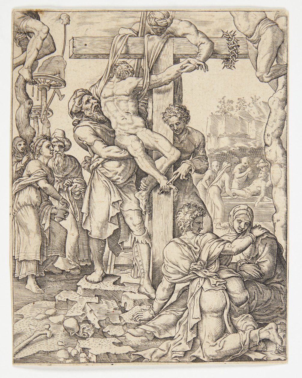 A descida da cruz de Ubekendt efter Dirck Volckertsz. Coornhert efter Maarten van Heemskerck