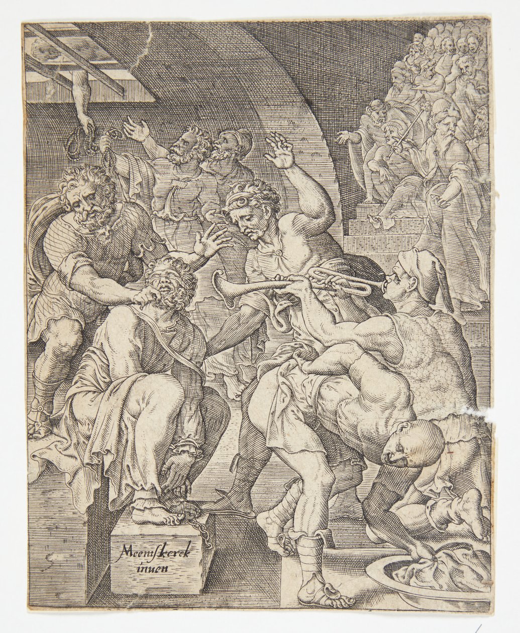 A zombaria de Cristo de Ubekendt efter Dirck Volckertsz. Coornhert efter Maarten van Heemskerck