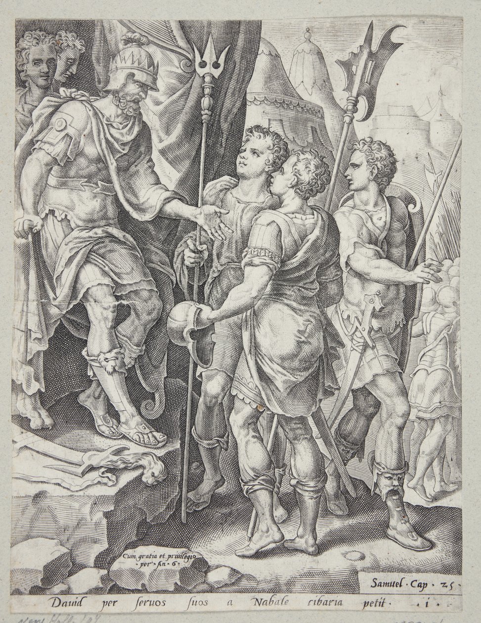 Davi enviando seus mensageiros a Nabal de Ubekendt efter Maarten van Heemskerck