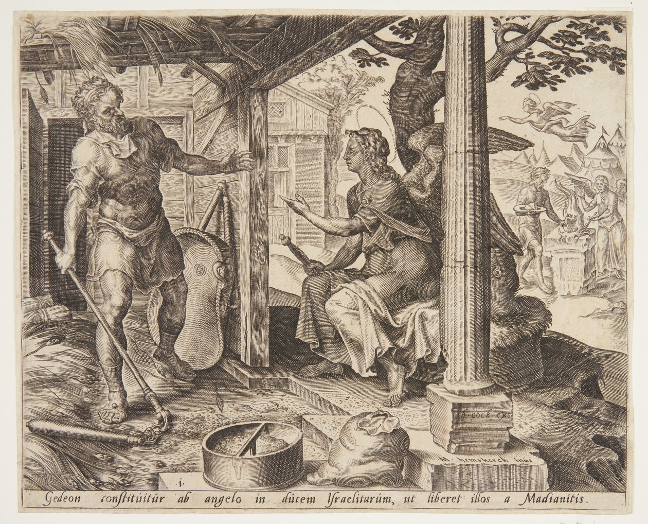 O anjo aparecendo para Gideão de Ubekendt efter Maarten van Heemskerck