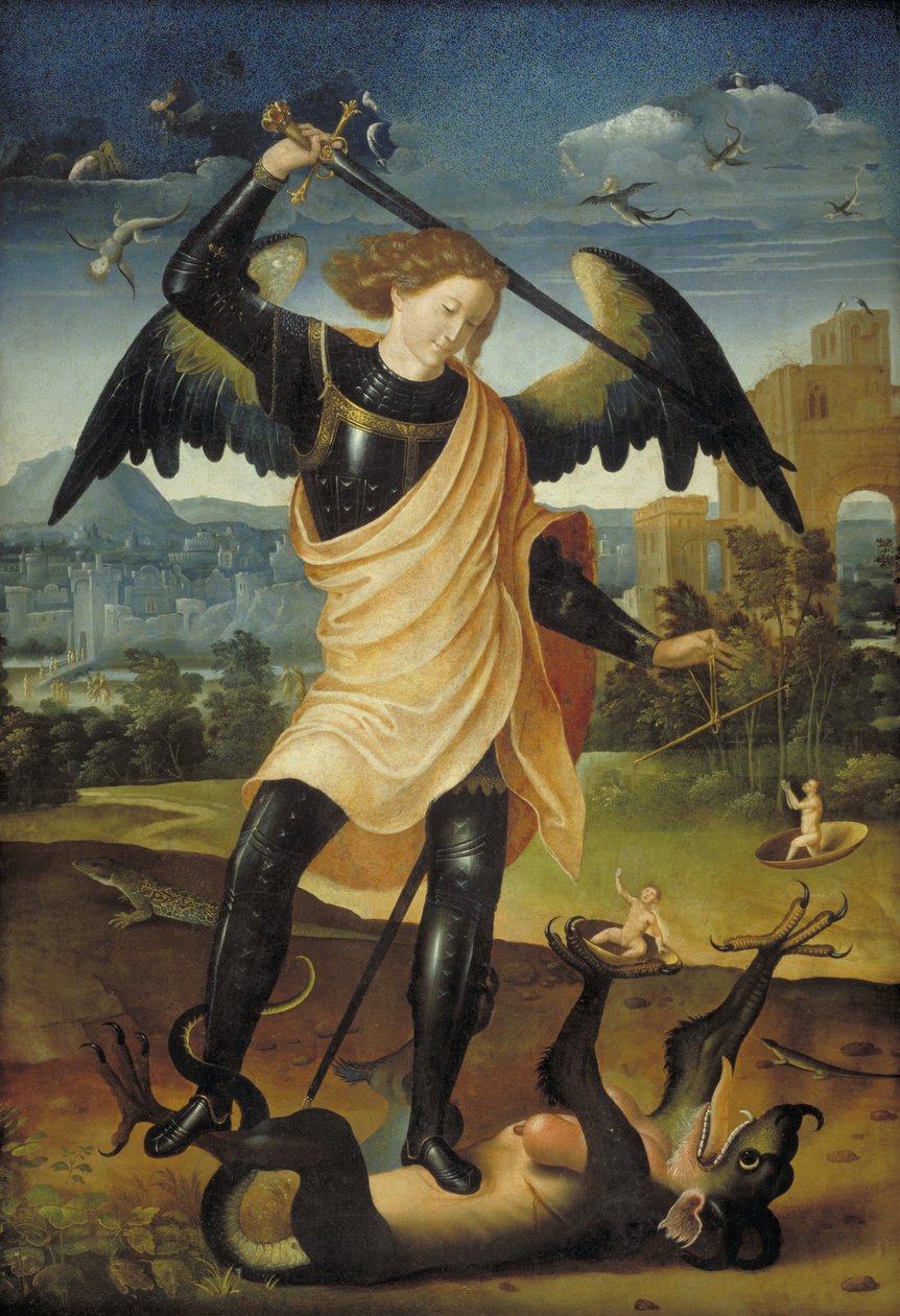 O Arcanjo Miguel com o Dragão de Ubekendt spansk 1500 tallet