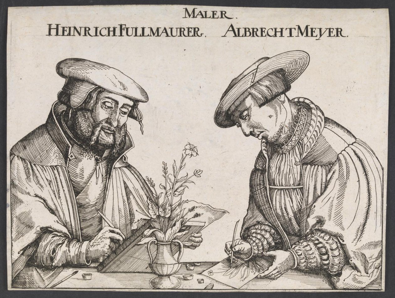 Retrato de Heinrich Füllmaurer e Albrecht Meyer de Ubekendt tysk 1500 tallet
