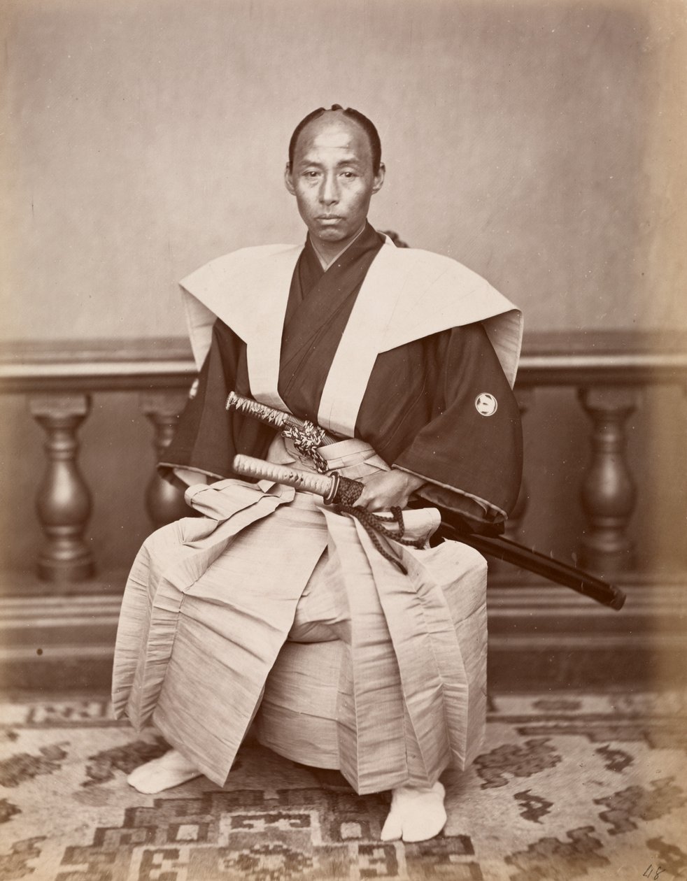 Samurai (Harada Kiichi), Nagasaki, Japão, c.1870 (impressão de albume) de Ueno Hikoma