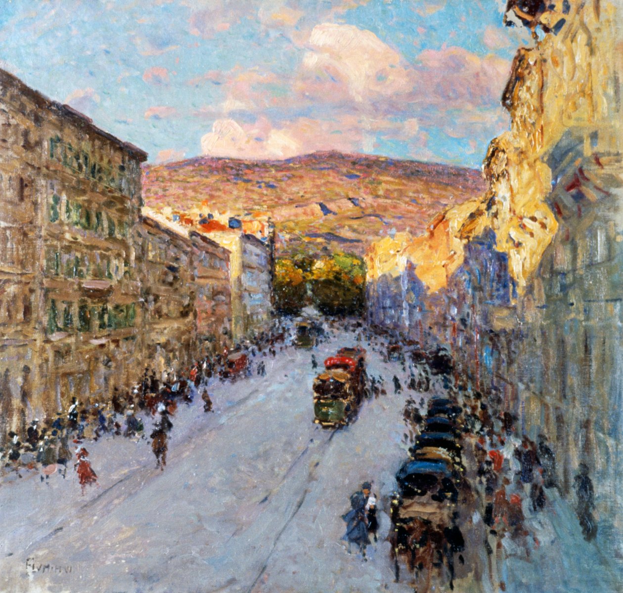 Stadion da Córsega em Trieste (óleo sobre tela) de Ugo Flumiani
