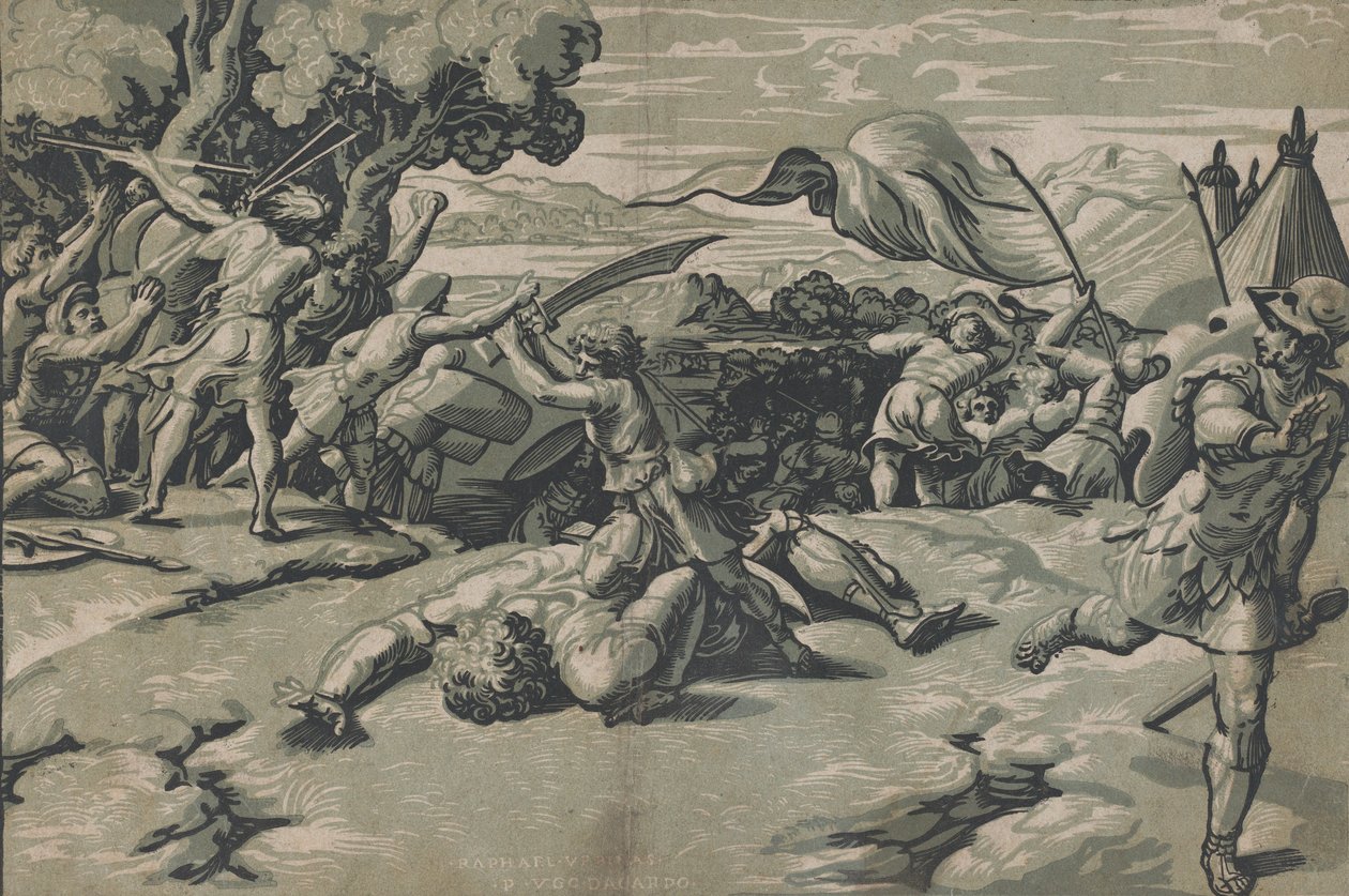 Davi e Golias, c. 1520-27. de Ugo da Carpi