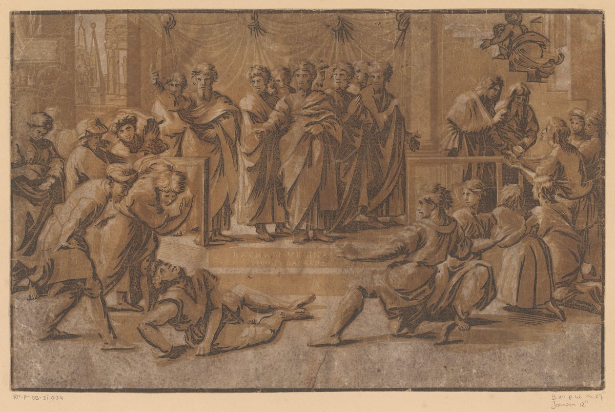 Morte de Ananias de Ugo da Carpi