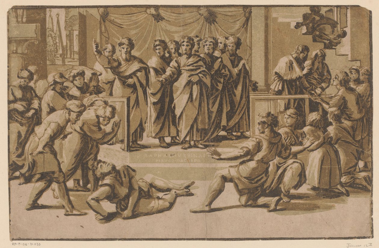 Morte de Ananias de Ugo da Carpi