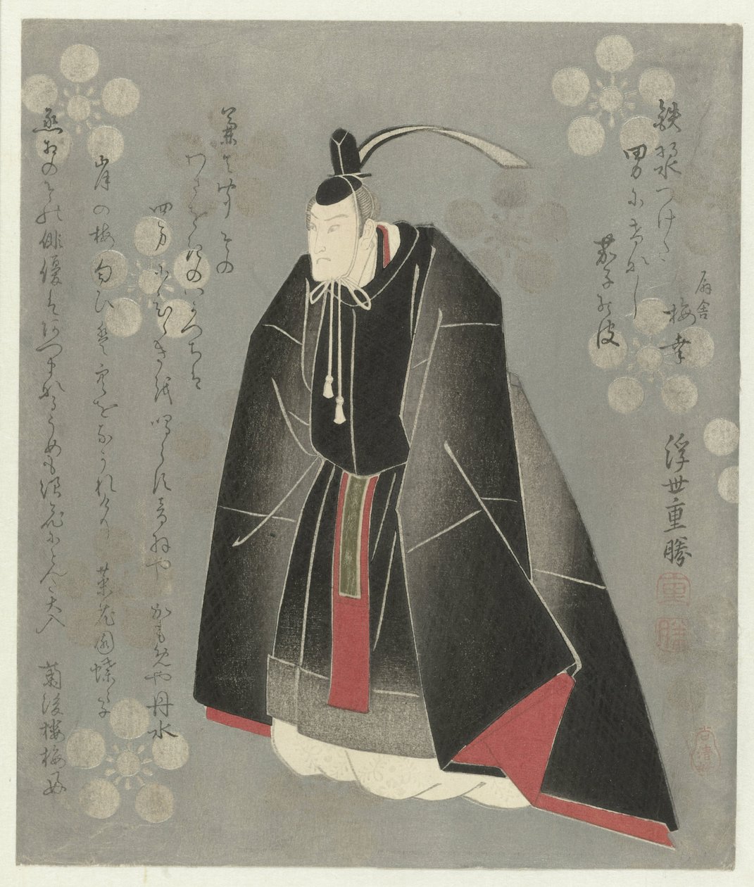 Onoe Kikugorô II no papel de Sugawara no Michizane de Ukiyo Shigekatsu