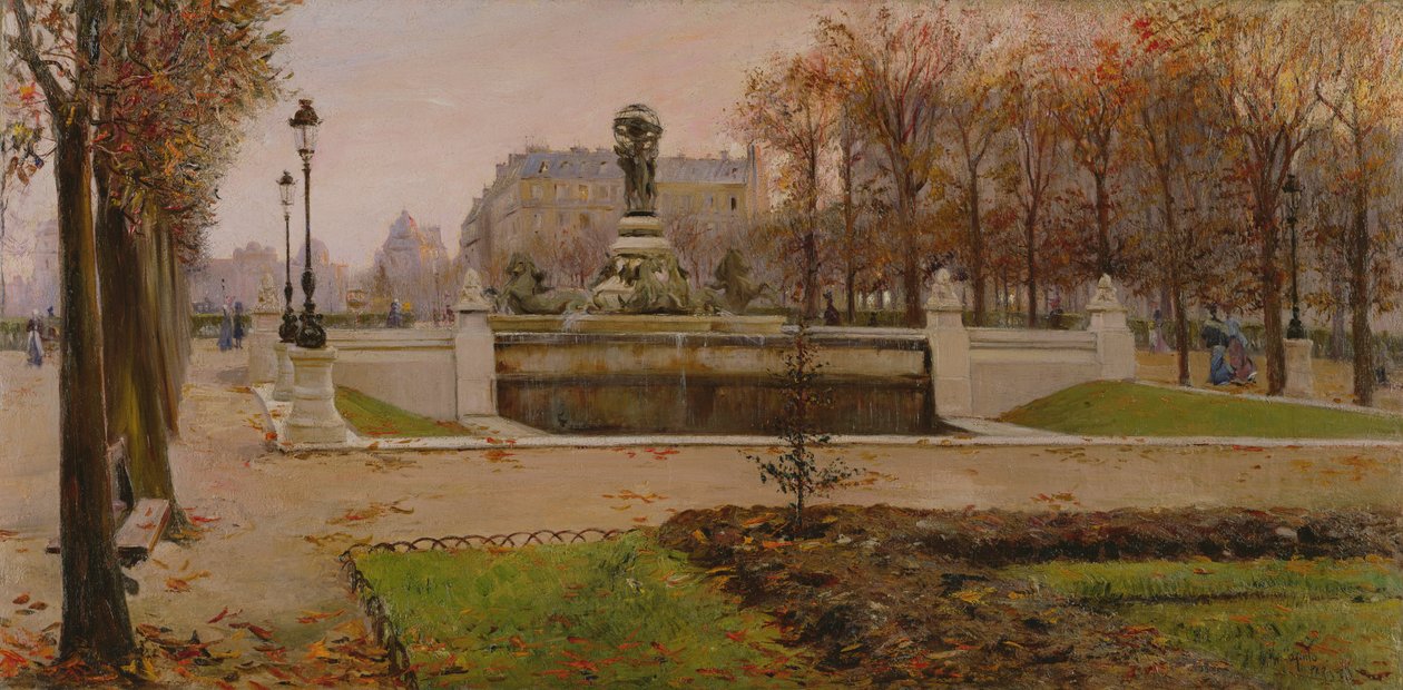 Uma vista dos Jardins das Tulherias, Paris (óleo sobre tela) de Ulisse Caputo