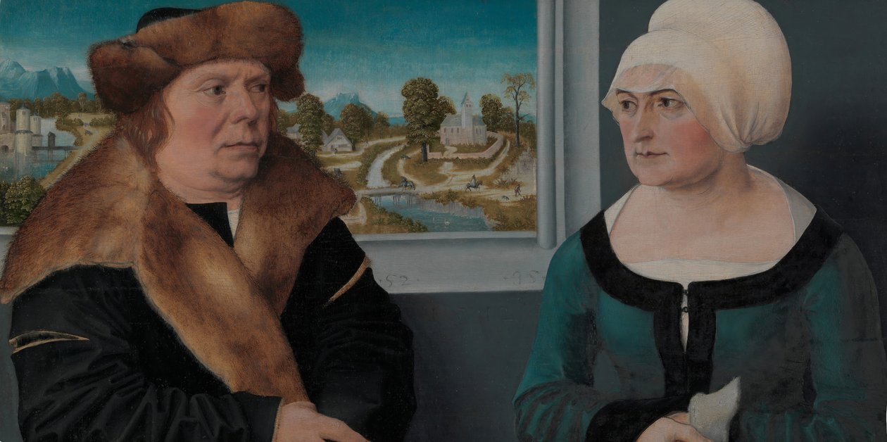 Retrato de um homem e sua esposa Lorenz Kraffter e Honesta Merz, 1512. de Ulrich Apt the Elder