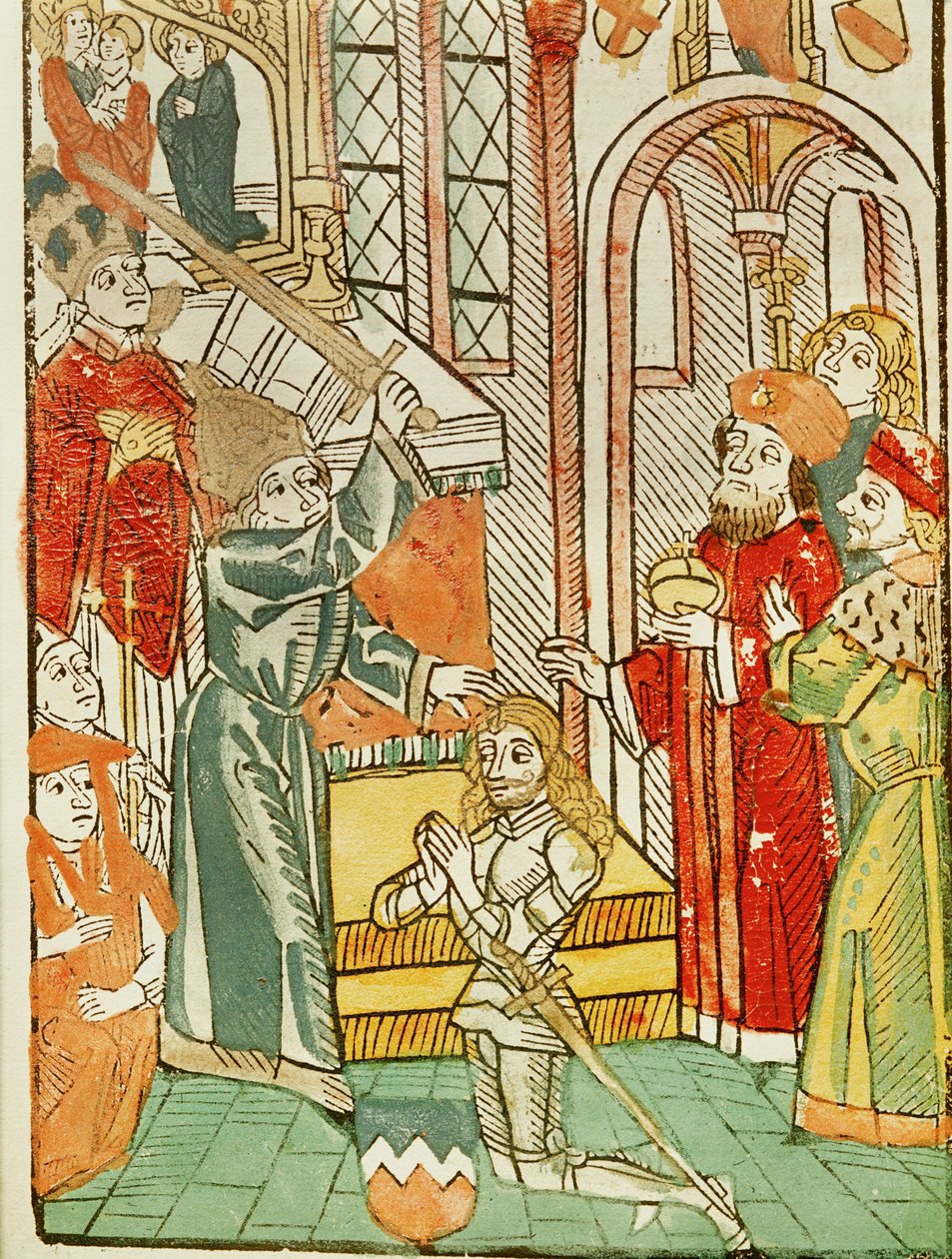 Condecoração de Heinrich von Ulm, pelo Imperador Sigismundo, durante o Concílio de Constança ... de Ulrich von Richental