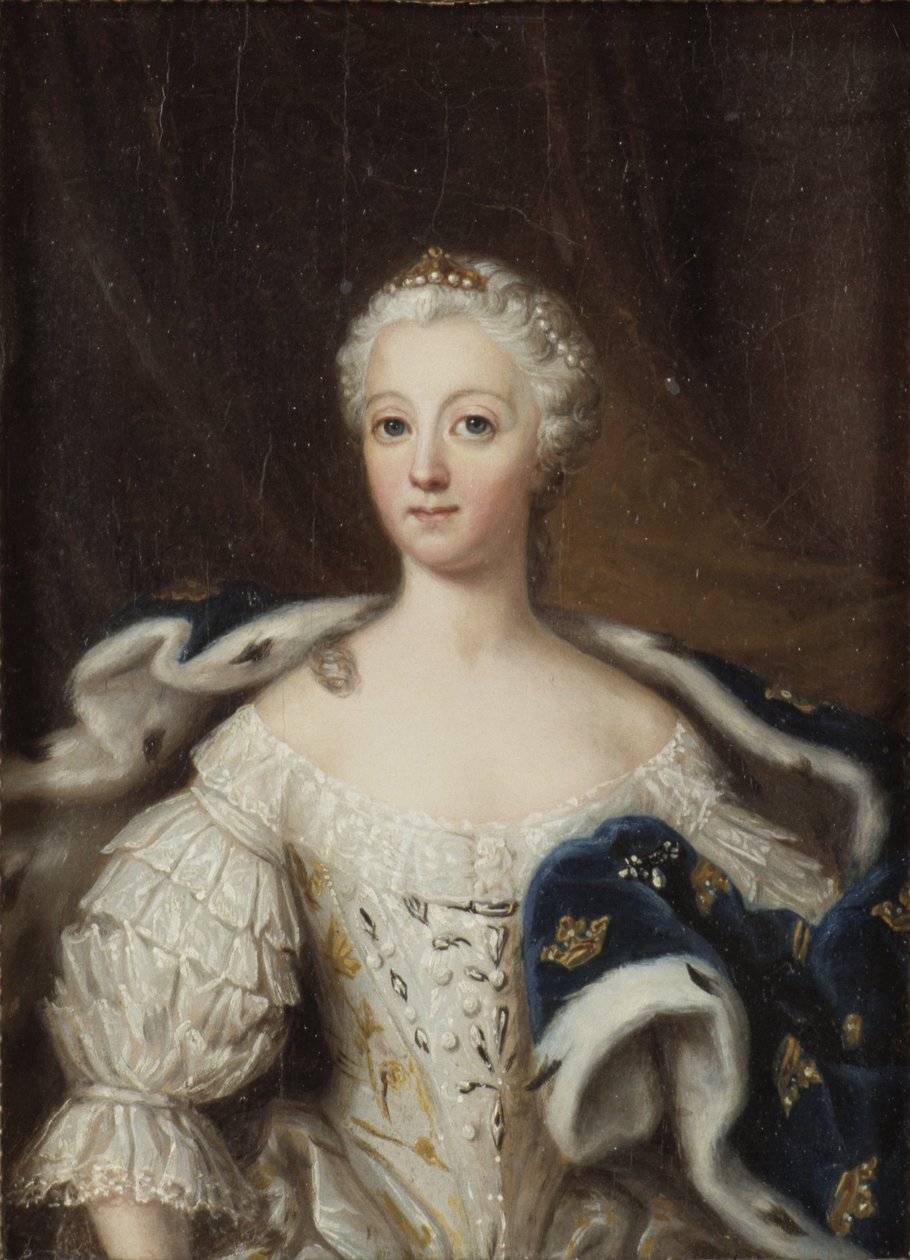 Louise Ulrique de Prusse, reine de Suede - Retrato de Louisa Ulrika da Prússia (1720-1782), Rainha da Suécia, por Pasch, Ulrika Fredrika (1735-1796). Óleo sobre madeira. Tamanho: 21x15 cm. Museu Nacional de Estocolmo de Ulrika Fredrika Pasch