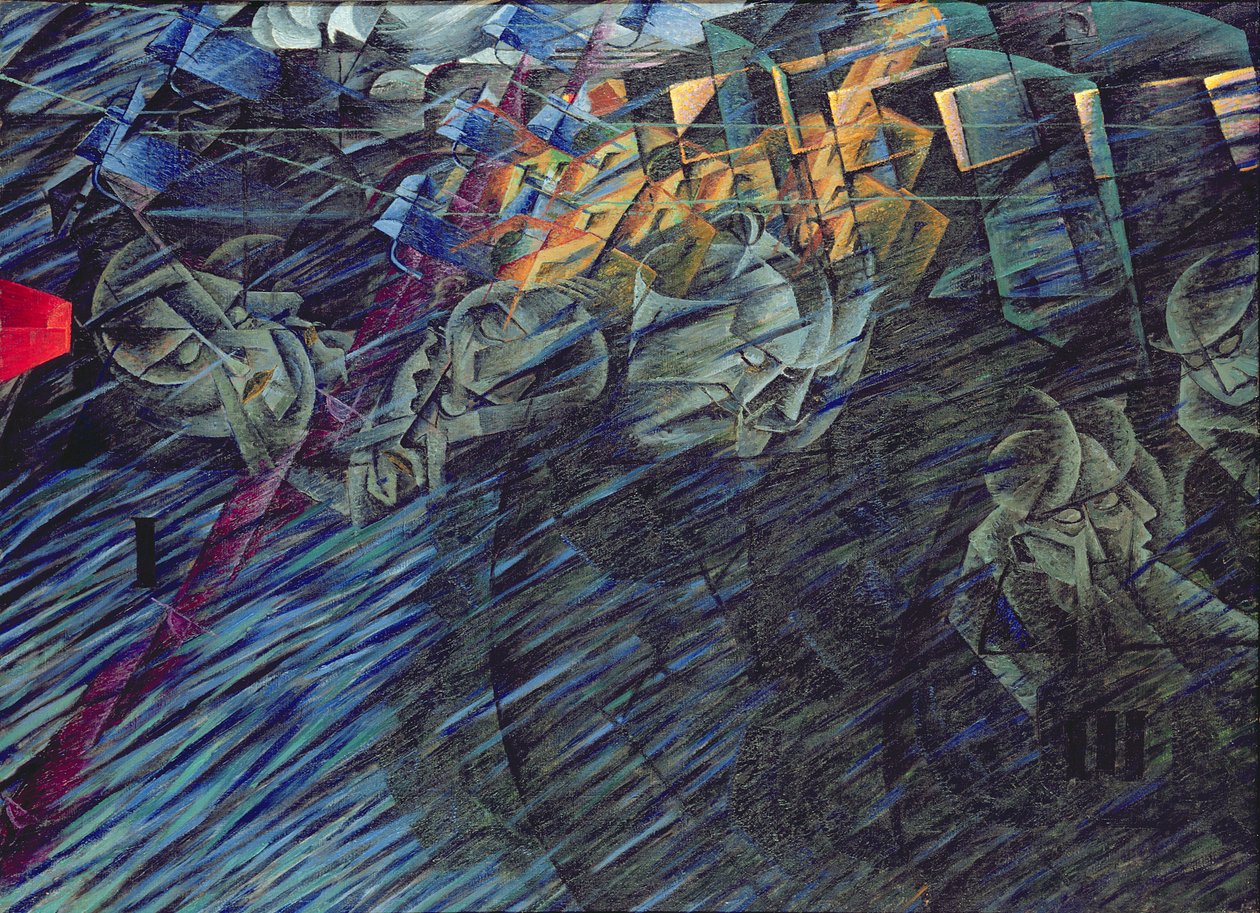 Estados de espírito: aqueles que vão, 1911 de Umberto Boccioni