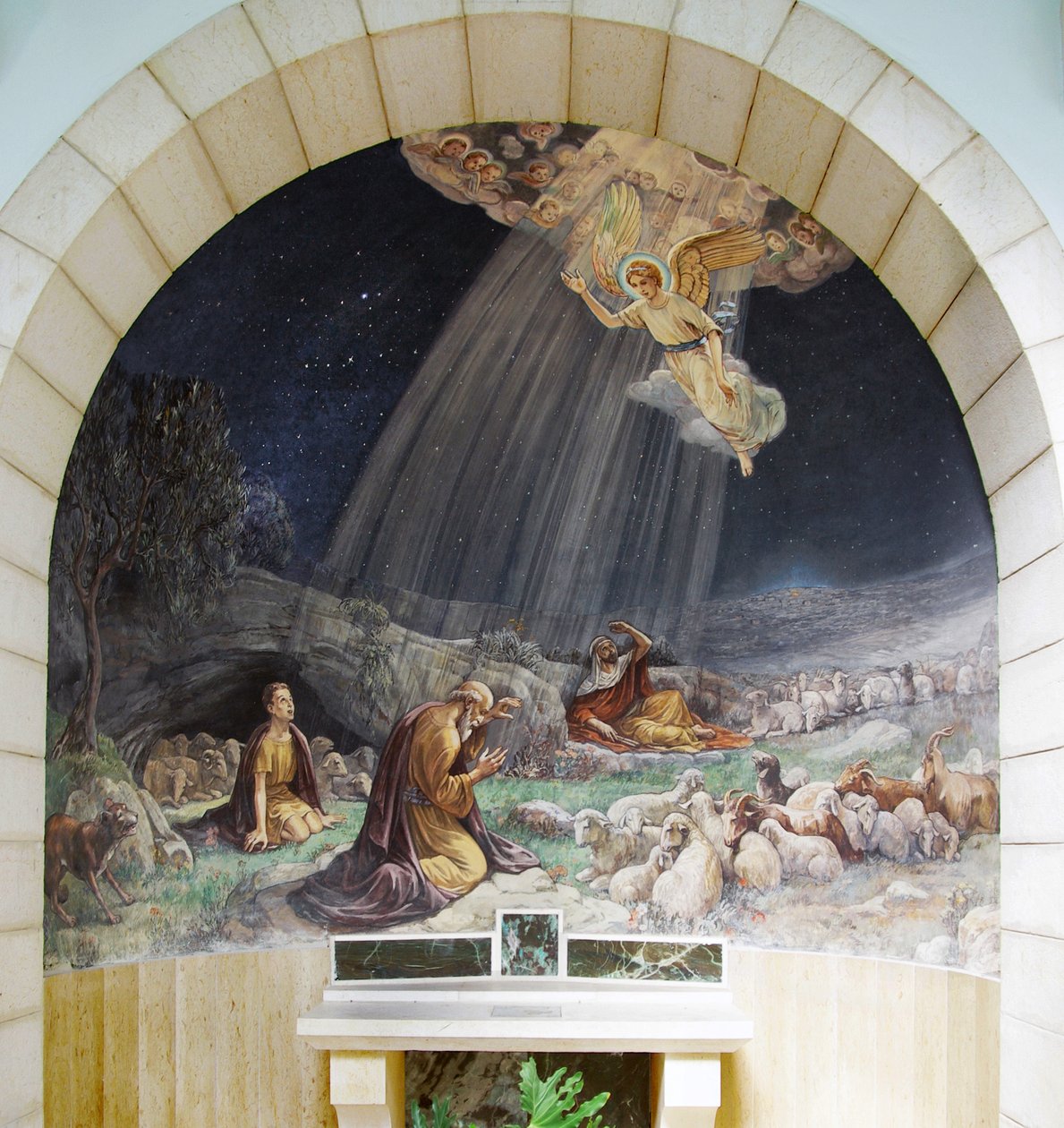 Anjo do Senhor visita os Pastores, Santuário da Capela do Pastor, Belém de Umberto Noni