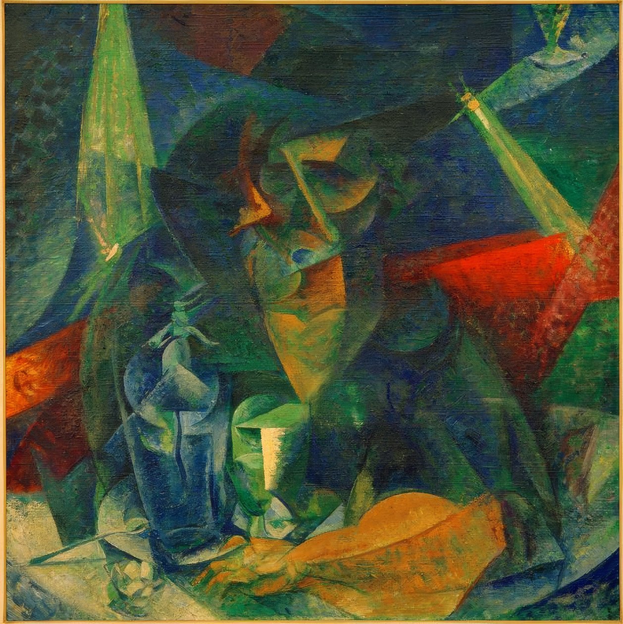 Donna al caffè (Decomposição de uma figura de mulher à mesa) de Umberto Boccioni