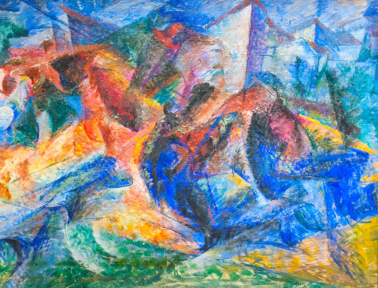 Cavalo, cavaleiro e edifícios de Umberto Boccioni