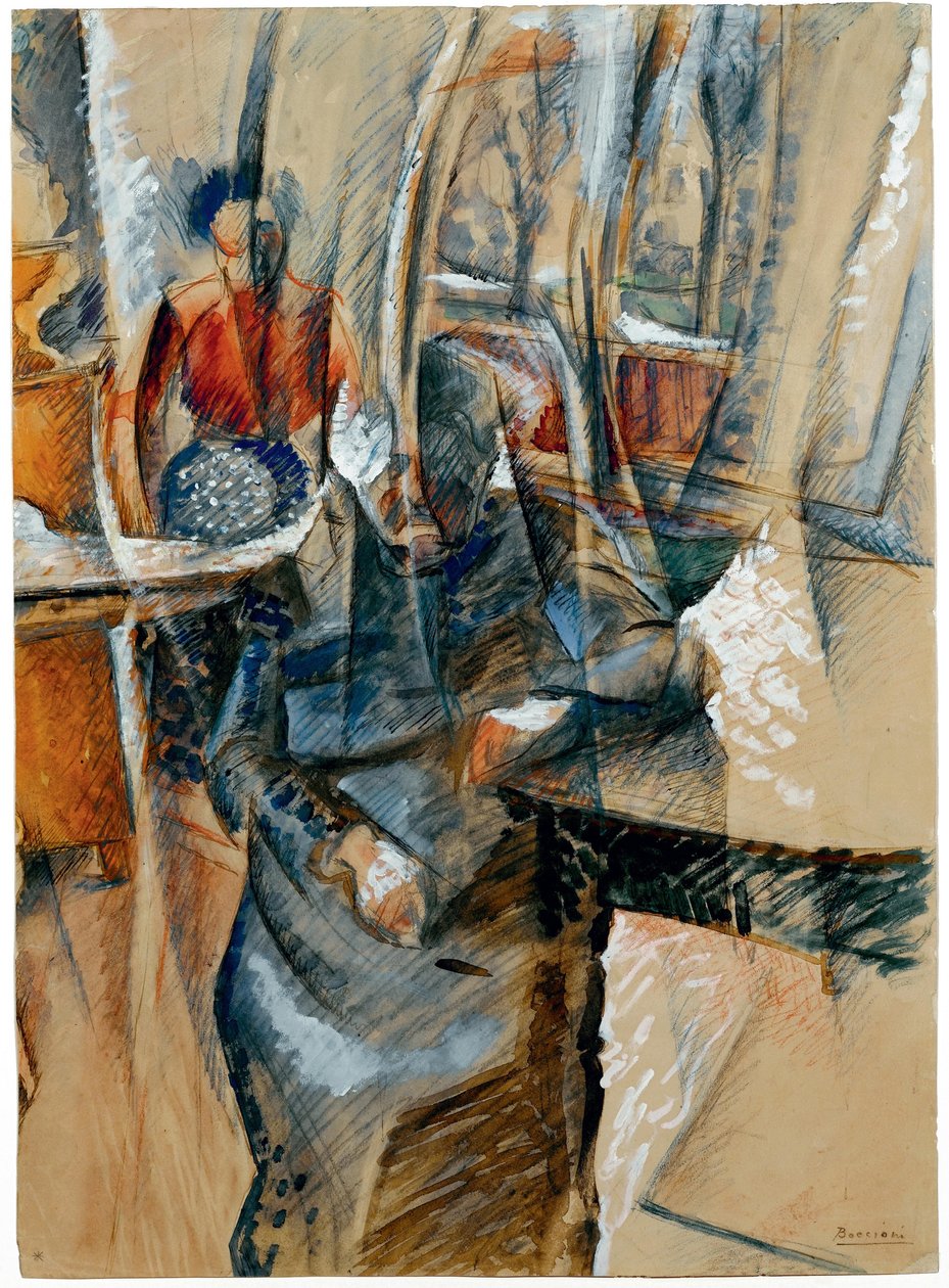 Interior com duas figuras femininas, 1916. de Umberto Boccioni