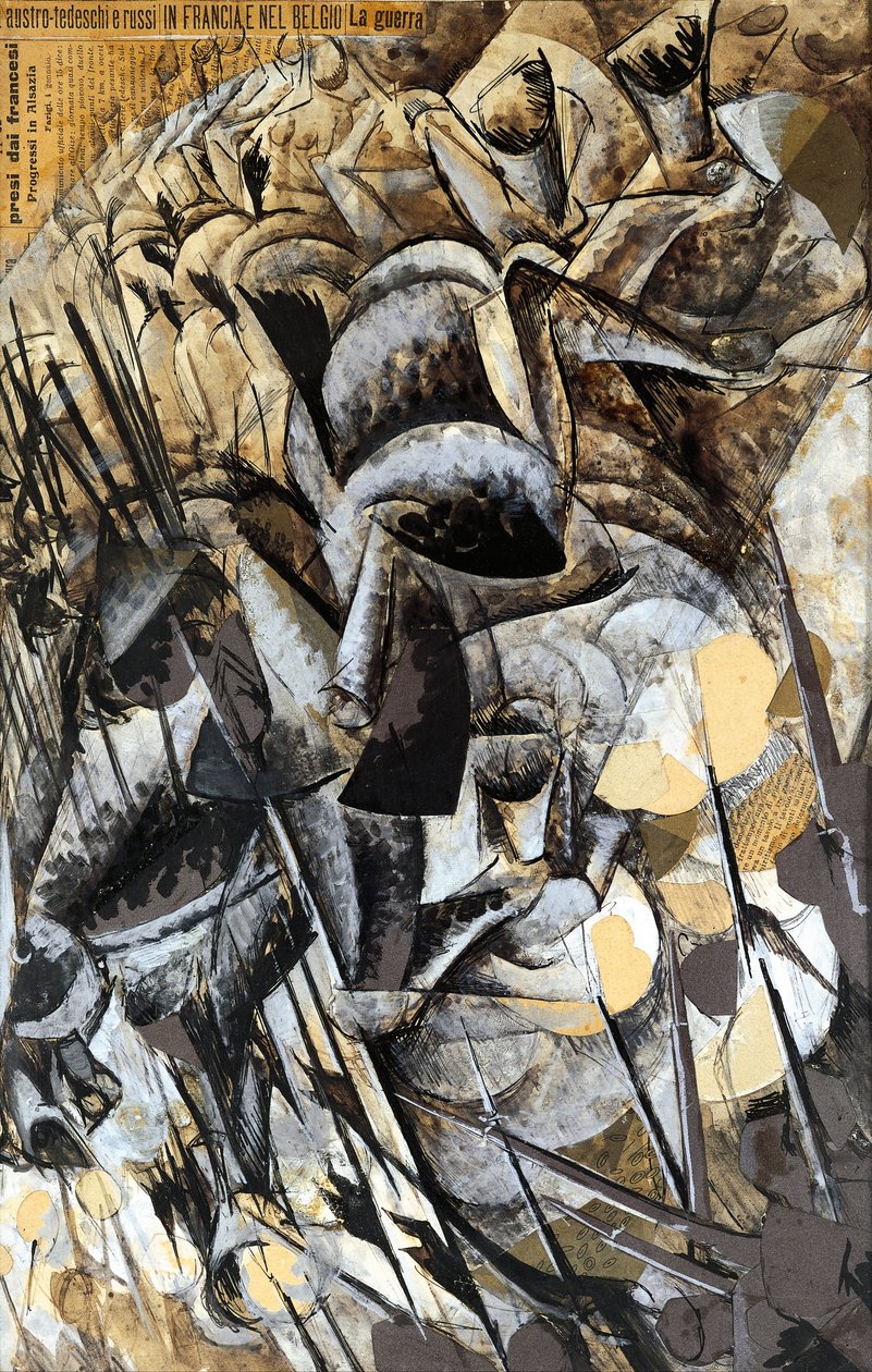 Itália, Milão, pintando A Carga dos Lanceiros de Umberto Boccioni