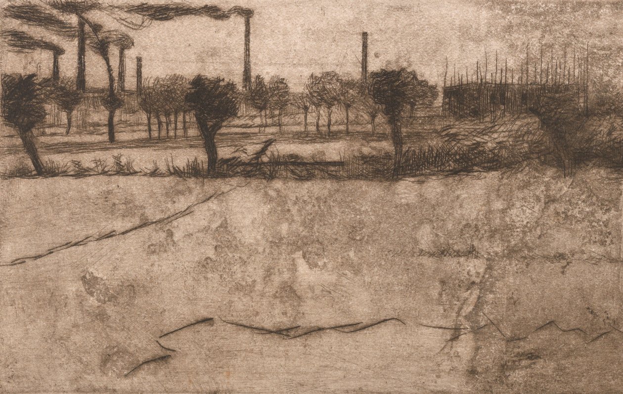 Paisagem com Plantas Industriais, 1909. de Umberto Boccioni
