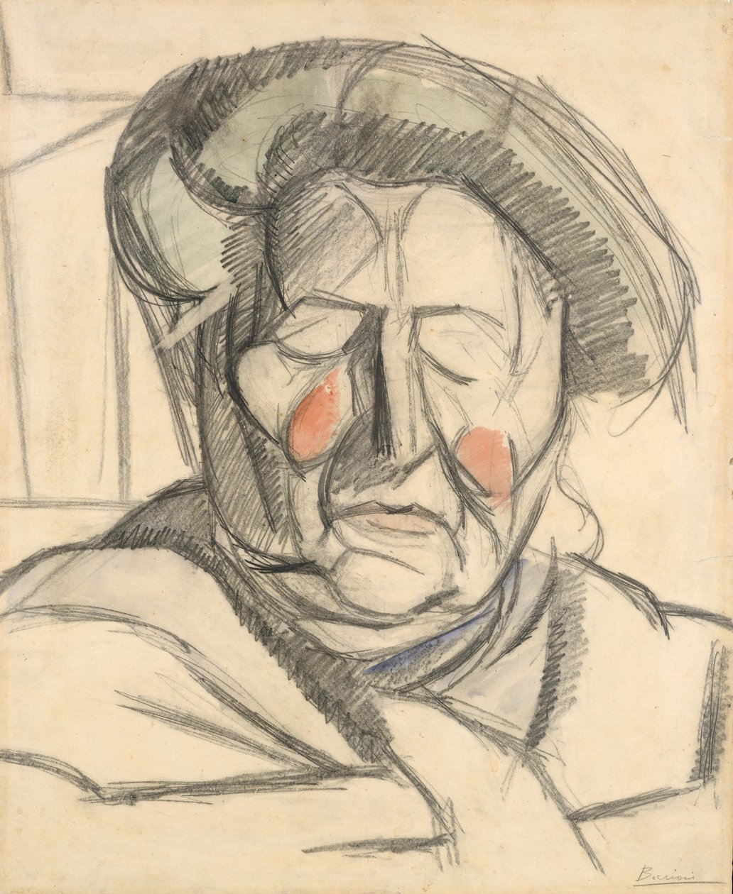 Os artistas mãe, 1915 (grafite e aguarela lava no papel) de Umberto Boccioni