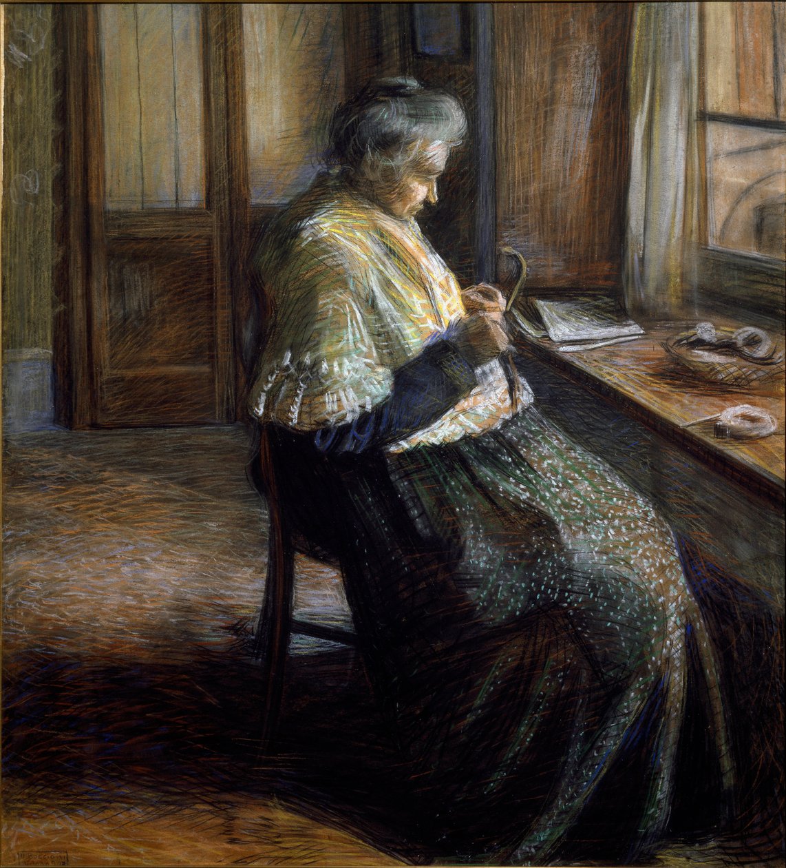 O Retrato da Mãe da Mulher Envelhecida de Umberto Boccioni