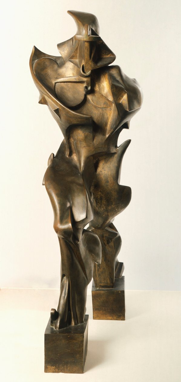 Formas únicas de continuidade no espaço, por Umberto Boccioni (1882-1916), escultura de bronze de Umberto Boccioni