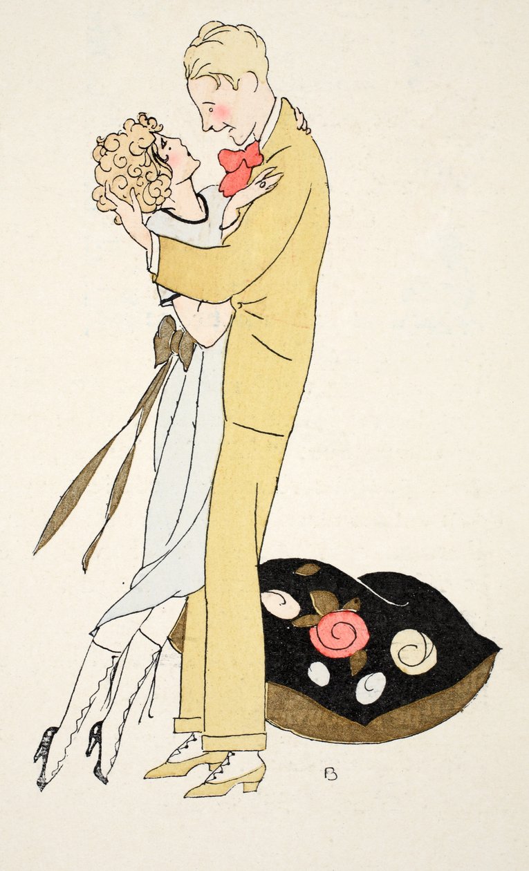 Um abraço amoroso (pochoir print) de Umberto Brunelleschi