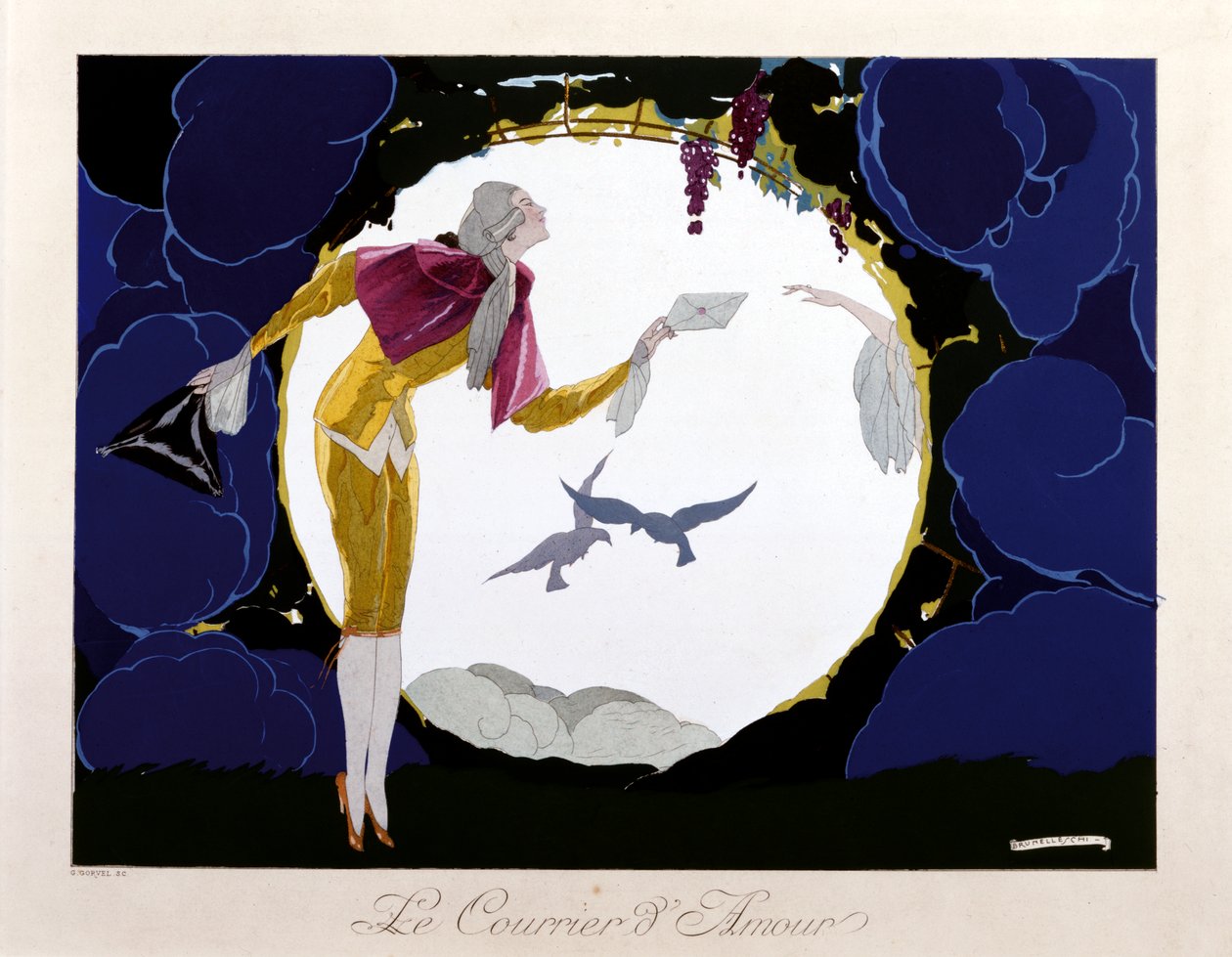O Correio do Amor, c.1924 (stencil) de Umberto Brunelleschi